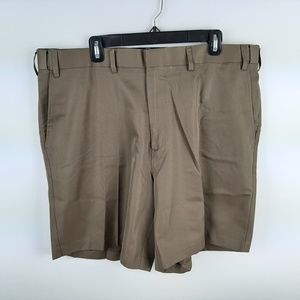 Adjust-a-band Men's Casual Flat-front Expandable Shorts Size 40 Brown